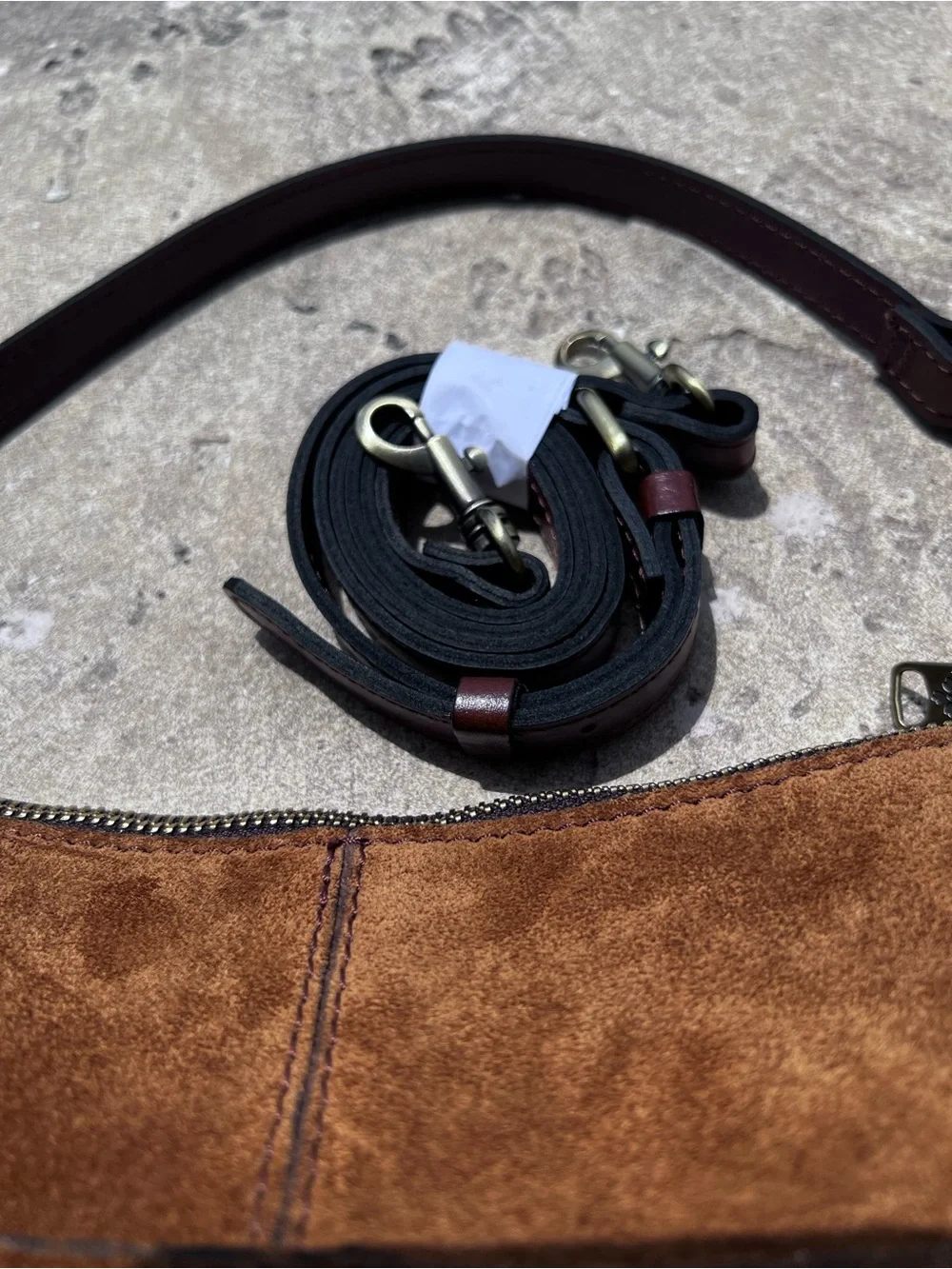 NWT Patricia Nash Calanna Cognac Brown Suede Leather Saddle bag - Picture 6 of 15
